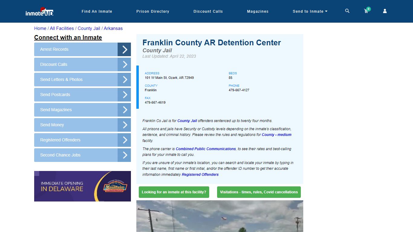 Franklin County AR Detention Center - Inmate Locator - Ozark, AR